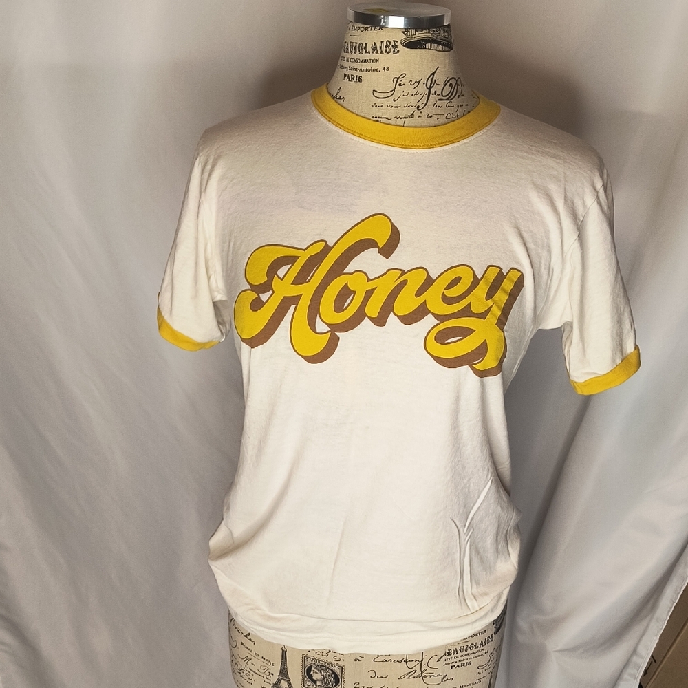 Tultex White and Yellow 'Honey' Short Sleeve Tee Soft, High Quality. Save The 🐝